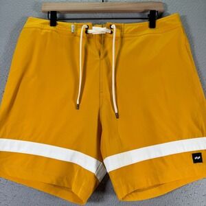 Banks Journal Divi‎ Board Shorts Men 34 Yellow Comfort Classic Water Swim Trunks